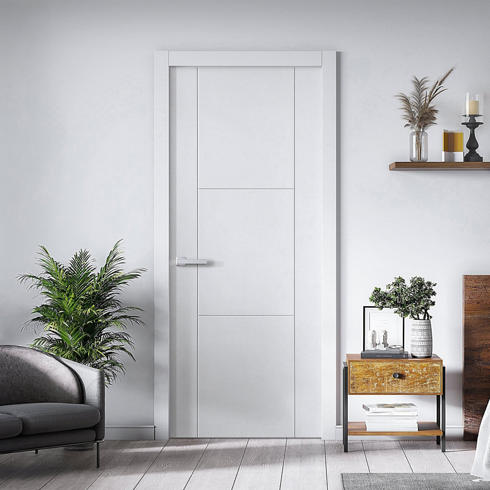 Trent White Primed 3 Panel FD30 Internal Fire Door 1981 x 762 x 44mm Image 2
