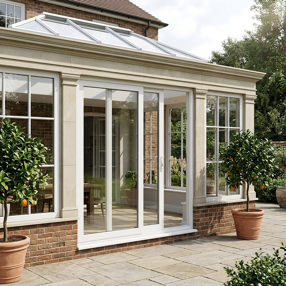 Crystal uPVC Sliding Patio Right to Left White Clear Glass 2090x2090mm Image 2