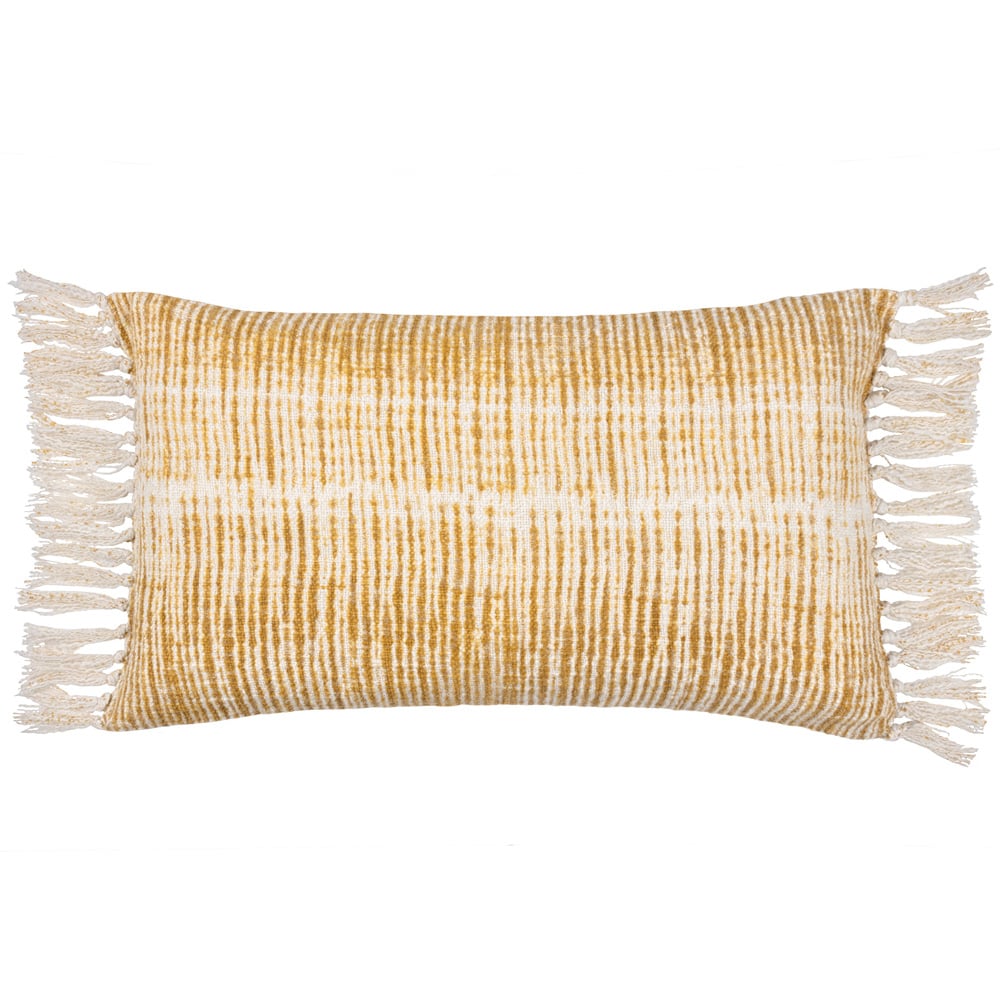 Yard Sono Cumin Ink Abstract Fringed Cushion Image 1