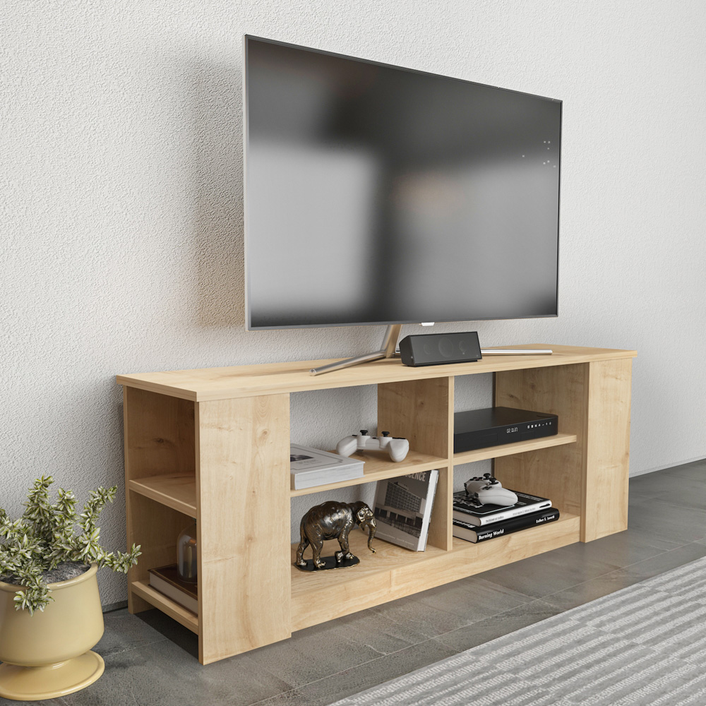 Decorotika Space 8 Shelf Oak TV Unit Image 4