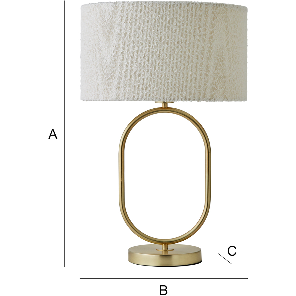 ValueLights Antonia Cream Boucle Drum Shade Brushed Gold Oval LED Table Lamp Image 7