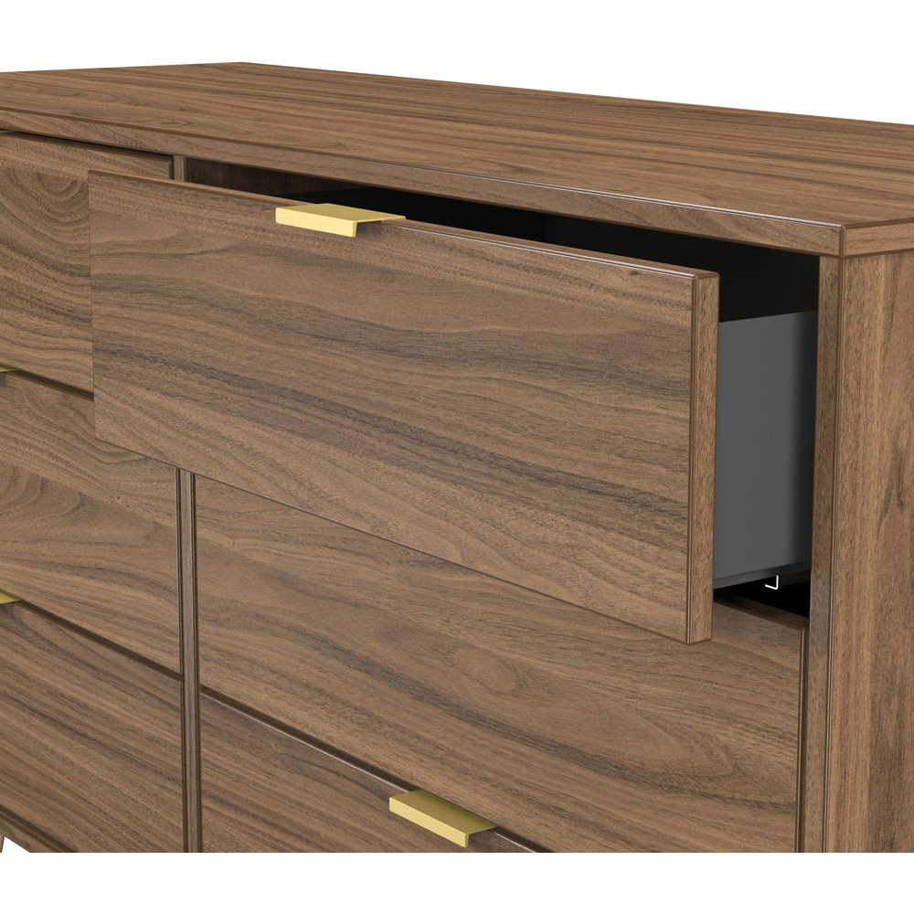 Crowndale Hong Kong 6 Drawer Carini Walnut Wide Chest of Drawers Ready Assembled Image 6