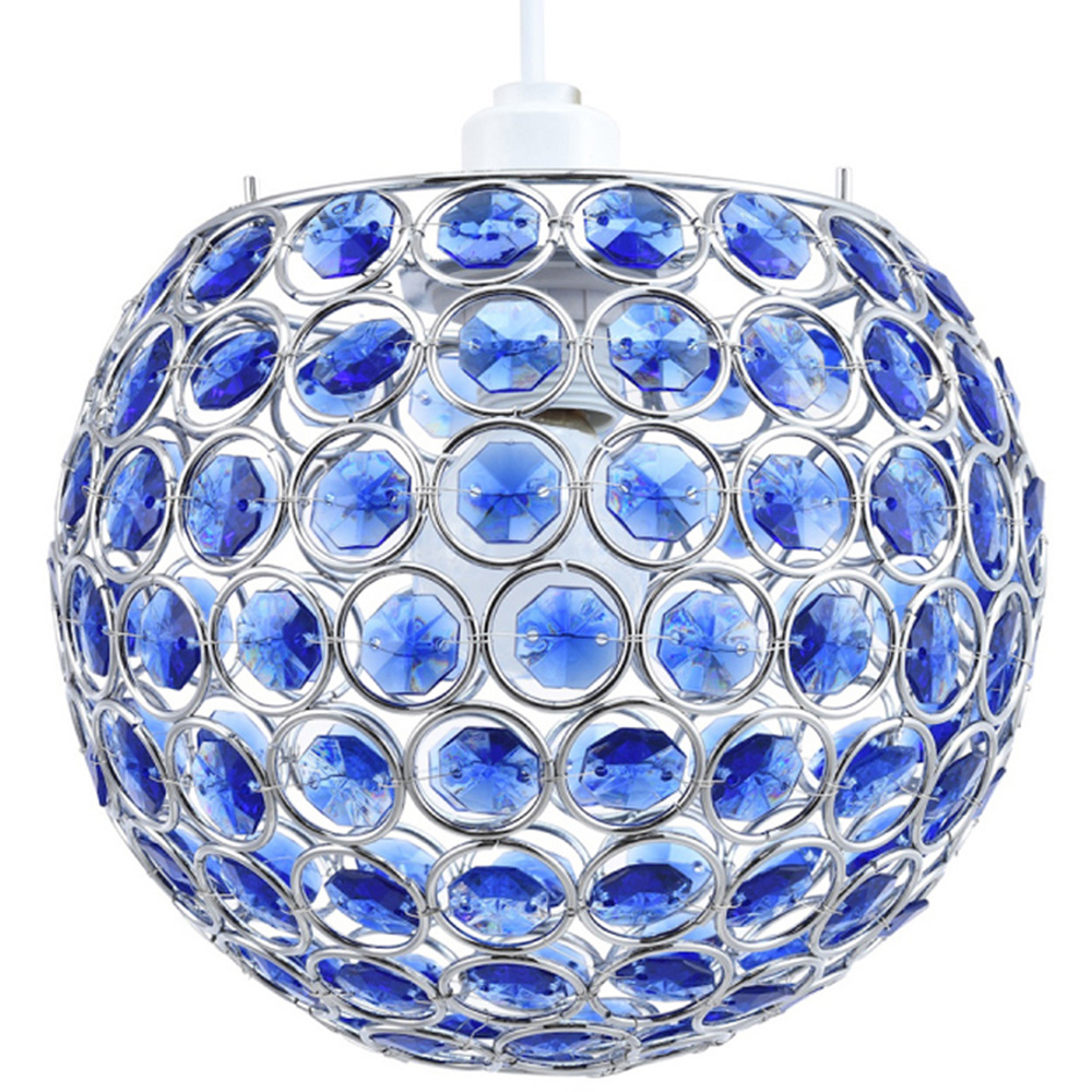 Happy Homewares Round Globe Small Blue Acrylic Bead Jewels Pendant Shade Image 1