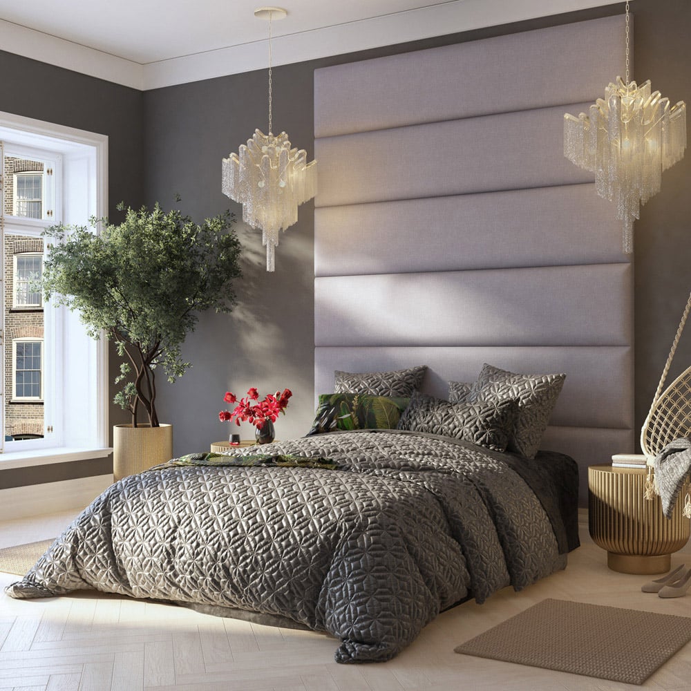 Aspire Furniture Llewelyn-Bowen Luxury Grey Eire Linen Wall Mounted Headboard 45cm Image 9