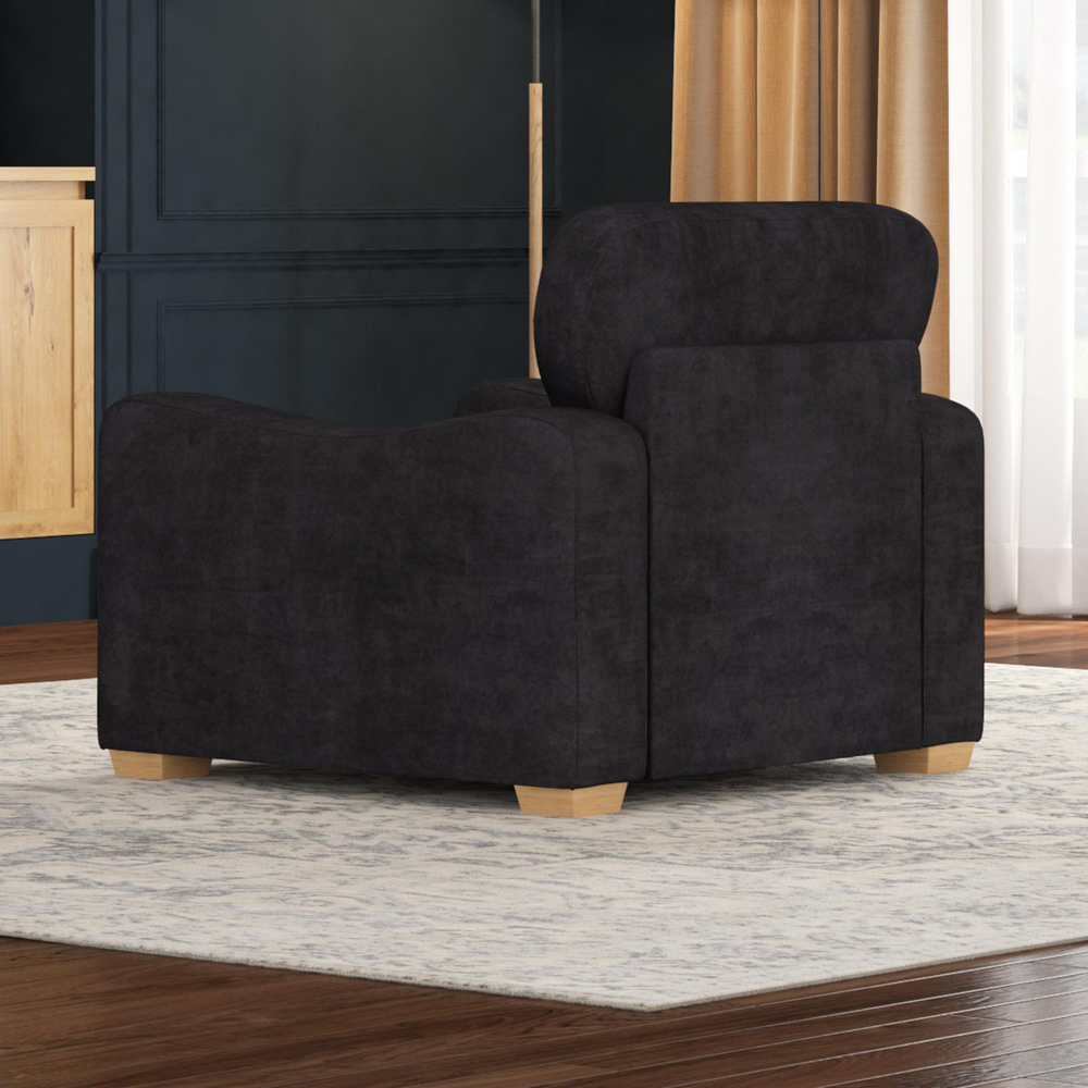Theadford Ebony Plush Velvet Fixed Back Armchair Image 6