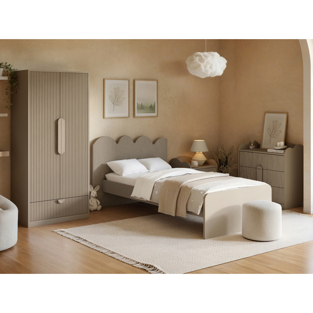 Flair Calista Dark Beige 3 Drawer Ribbed Chest of Drawers Image 6