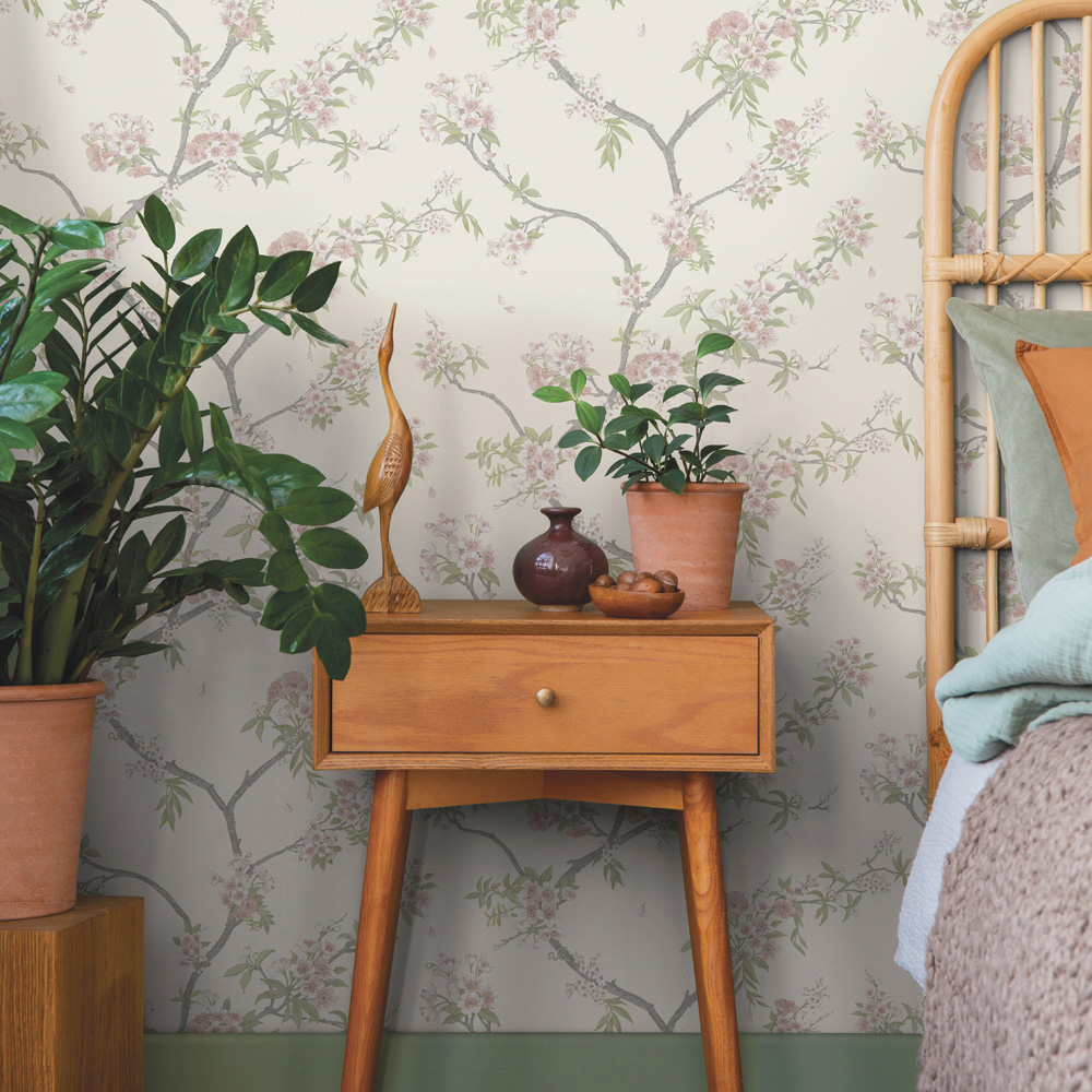 Holden Decor Cherry Blossom Cream and Pink Wallpaper Image 3