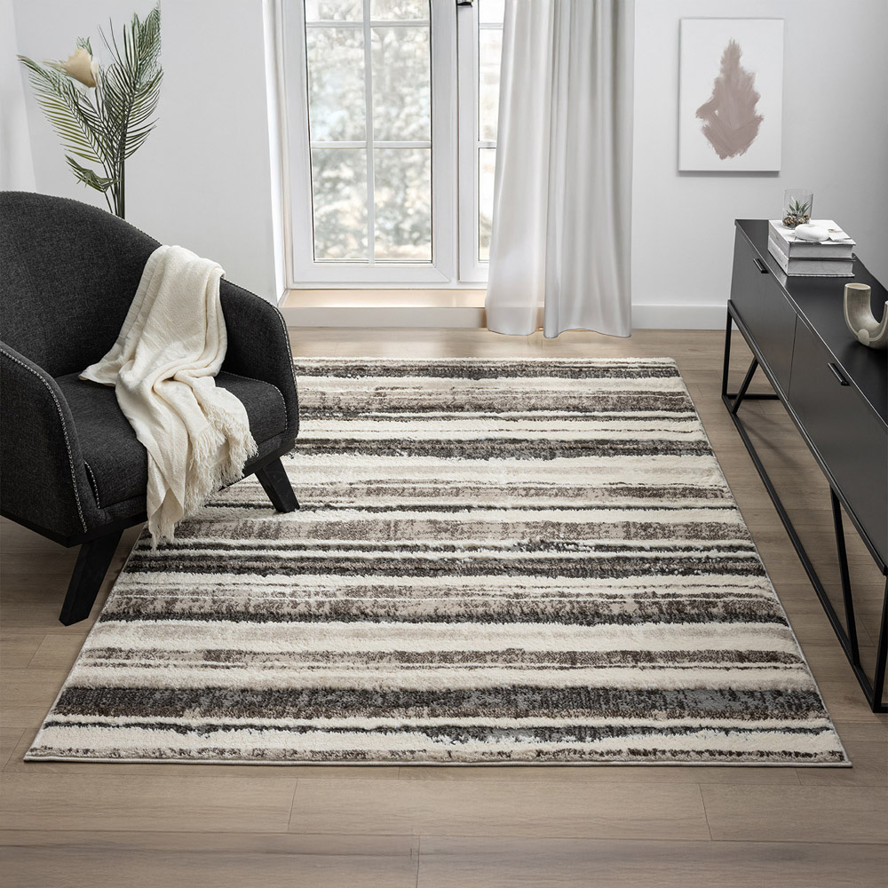 Desire Rugs Eleanor Mocha Striped Embossed Rug 120 x 170cm Image 5