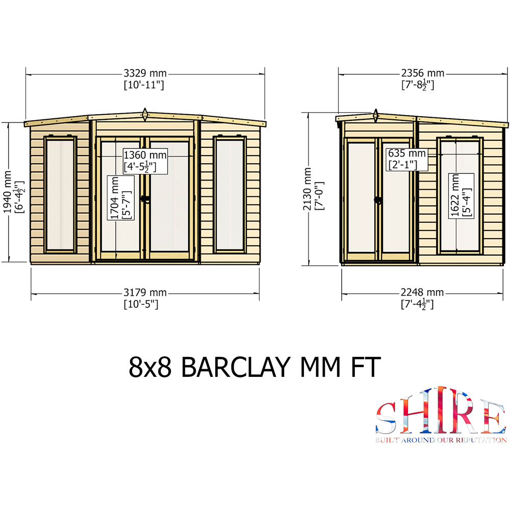 Shire Barclay 8 x 8ft Double Door Traditional Summerhouse Image 9