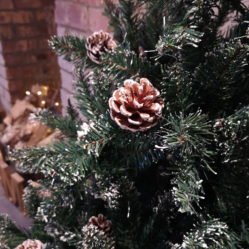 Samuel Alexander Rocky Mountain Pine Green Snow Tip Artificial Christmas Tree with Pine Cones 6ft Image 3