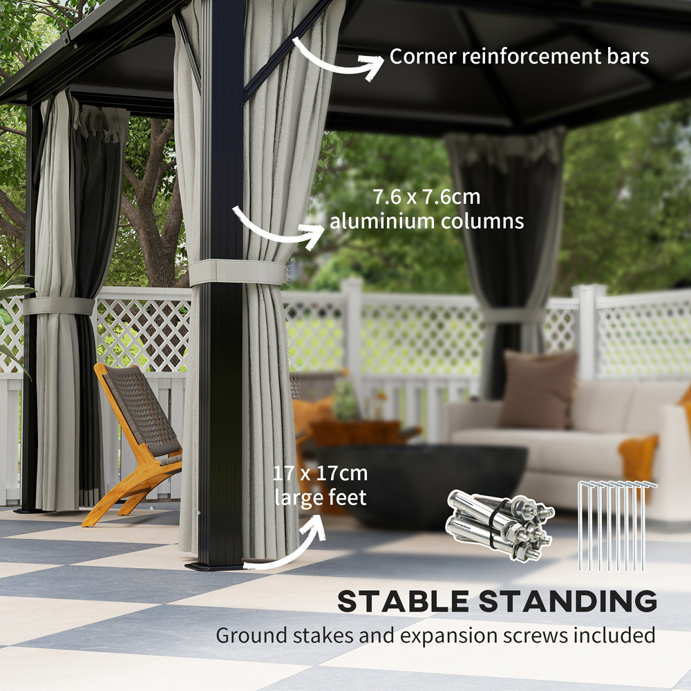Outsunny 3 x 3m Grey Aluminium Frame Polycarbonate Hard Top Gazebo Image 6