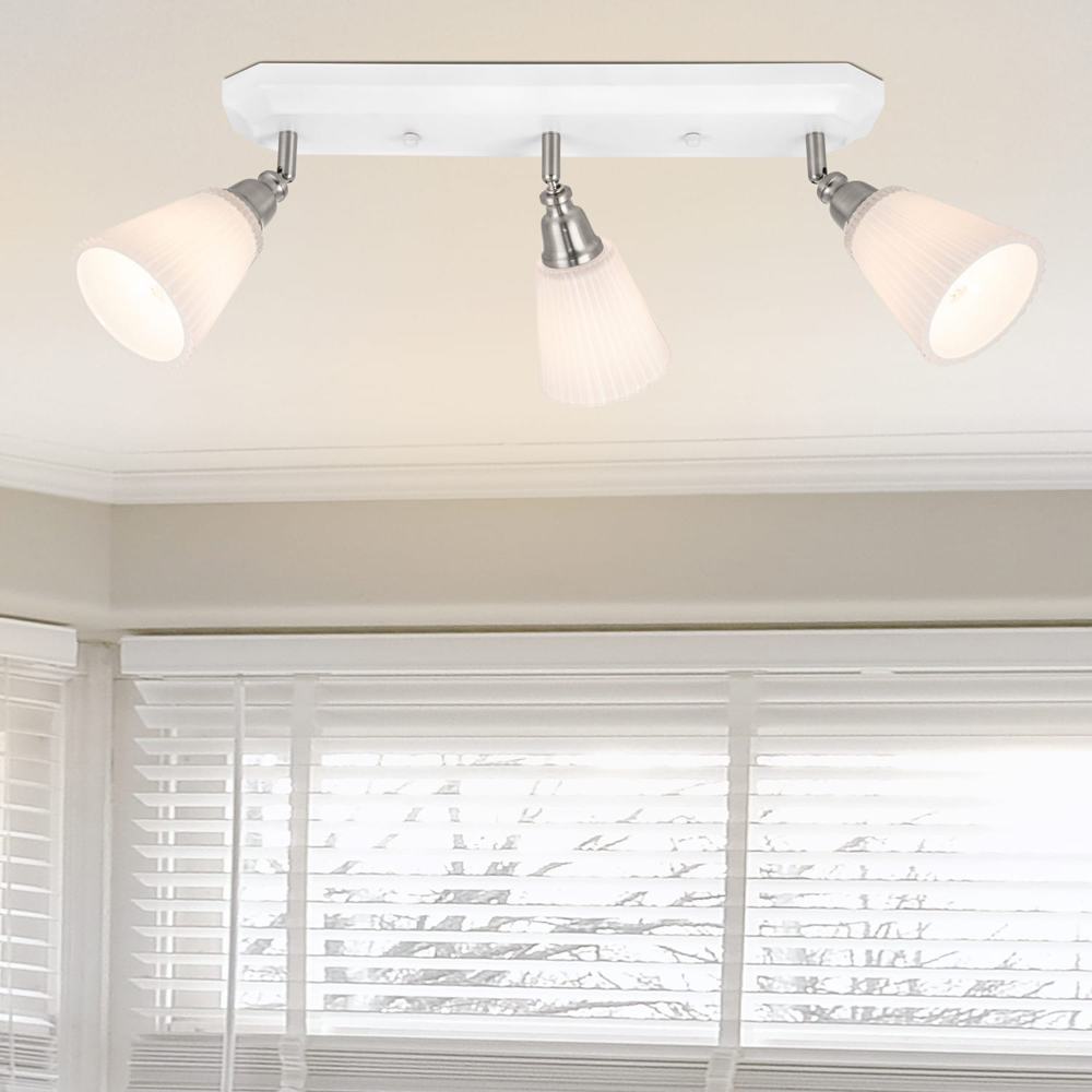 Cosylyte Leverton 3 Light Modern Ribbed Glass Spotlight Image 2