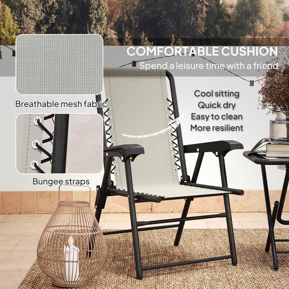 Outsunny 2 Seater Cream White Folding Garden Bistro Set with Cup Holder Image 6