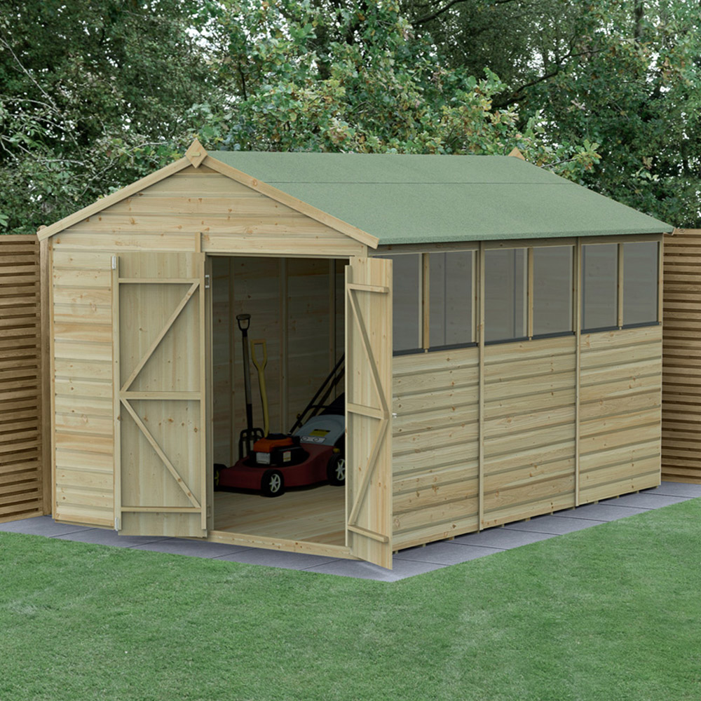 Forest Garden Beckwood 8 x 12ft Double Door 6 Windows Shiplap Apex Shed Image 2