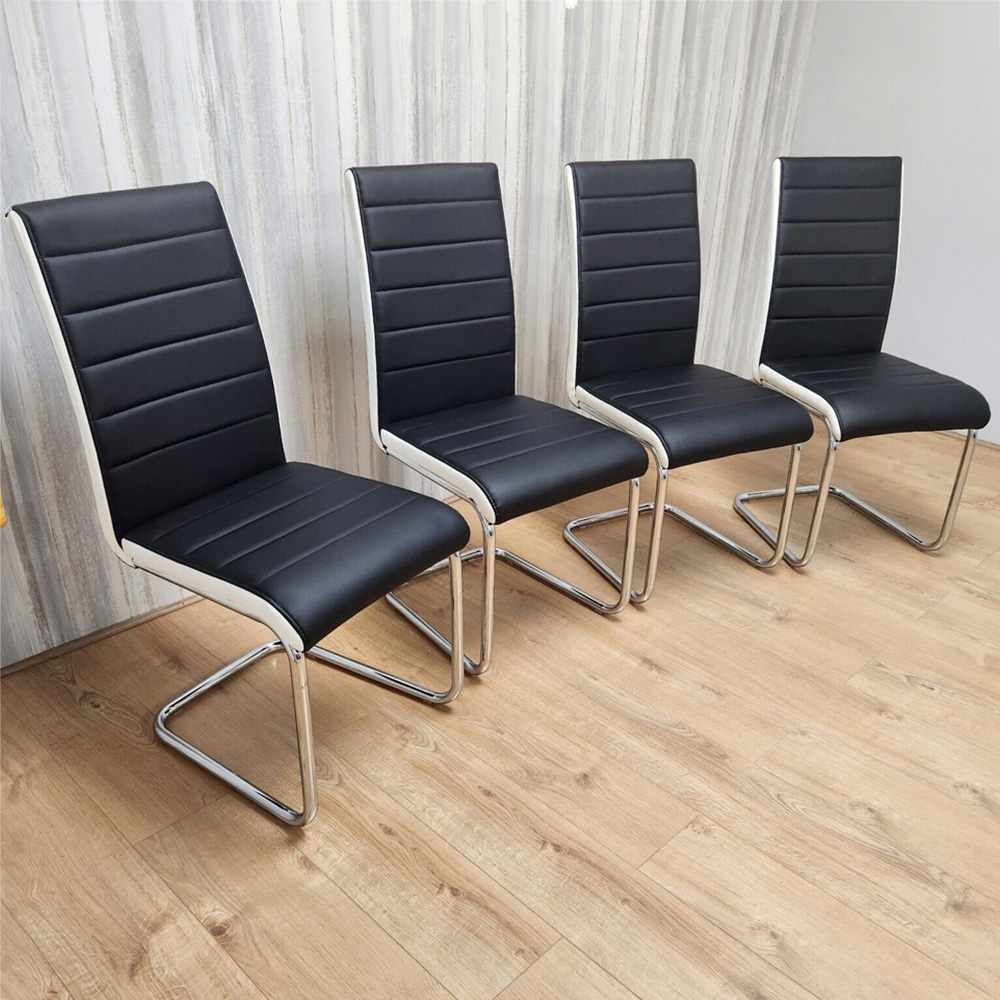 Denver Set of 4 Black Leather Dining Chairs Image 1