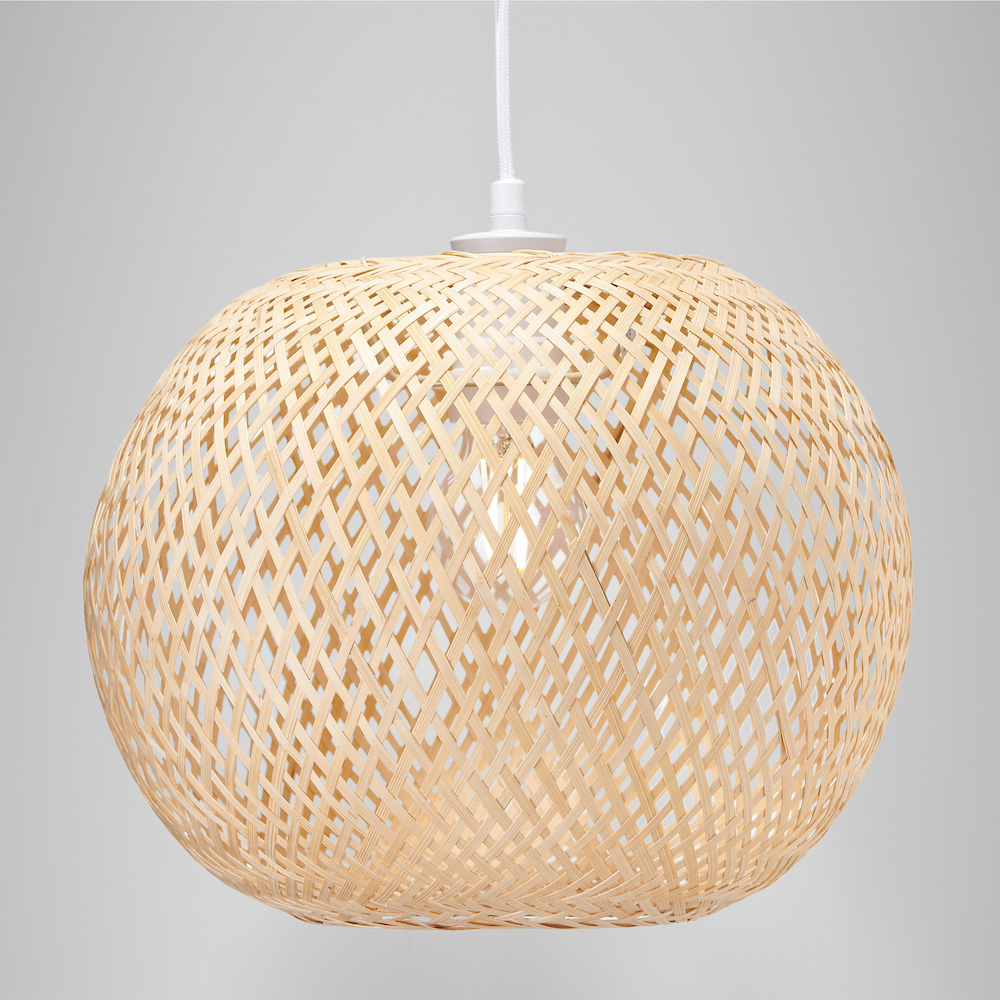 Happy Homewares Natural Bamboo Strapping Spherical Cage Pendant Shade Image 6