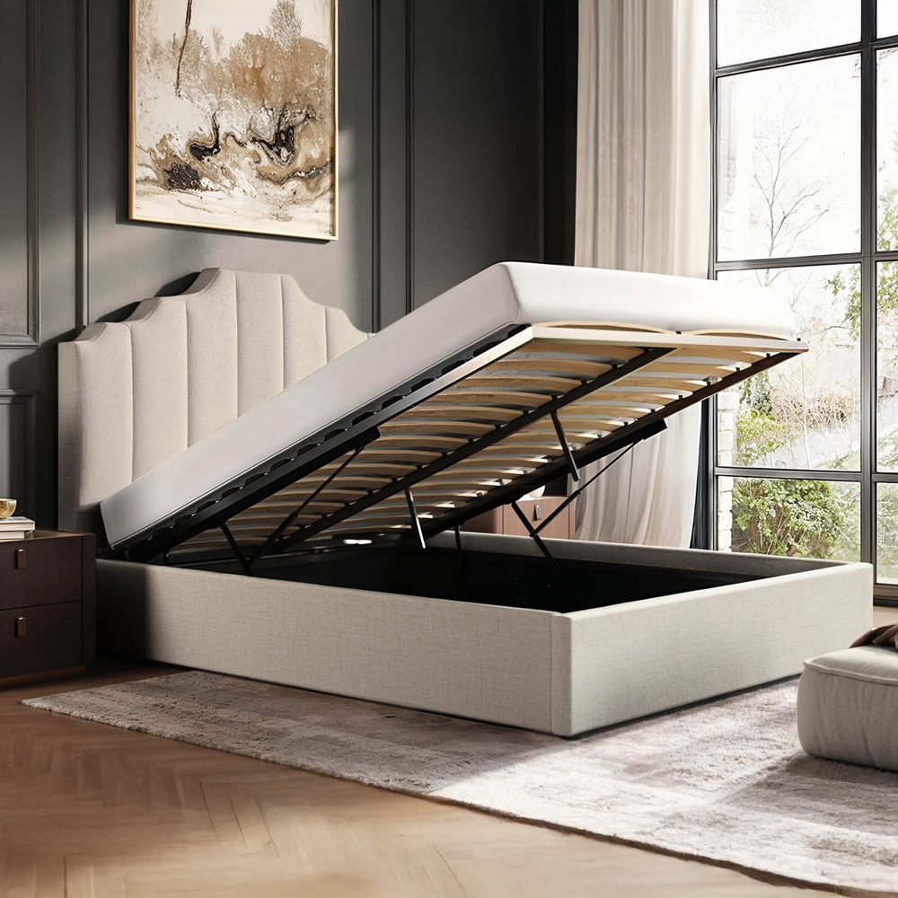 Flair Margot Double Beige Fabric Ottoman Bed Image 5