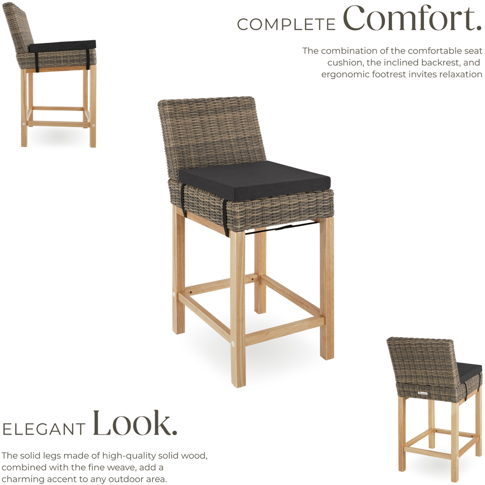 tectake Latina Nature Polyrattan and Aluminium Frame Bar Stool Image 3