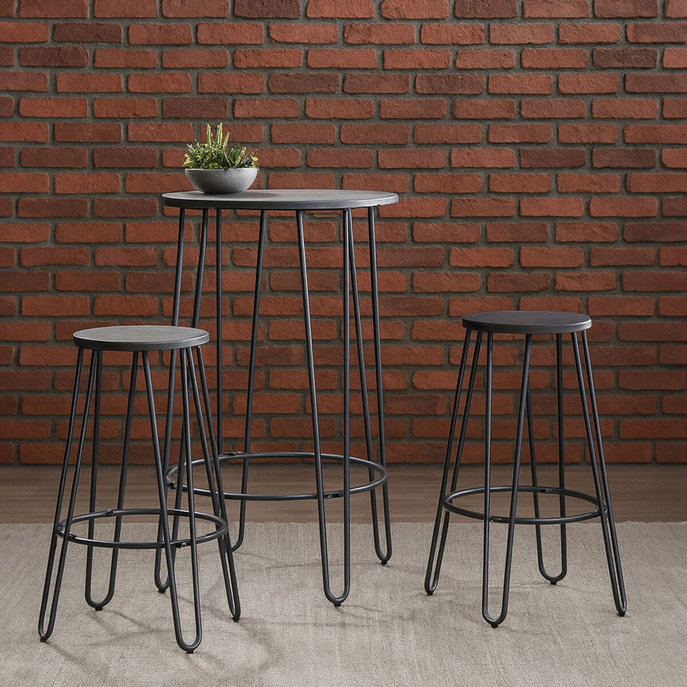 Premier Housewares District 3 Piece Bar Table and Stool Set Image 3