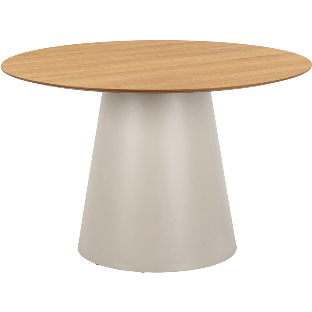 Florence Soli 4 Seater Round Dining Table Set Oak Grey and Beige Image 2