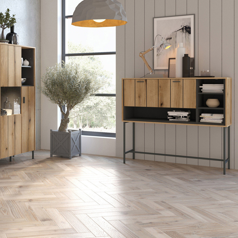 Furniture To Go Arundel Single Door 4 Shelf Oak Sideboard Image 5