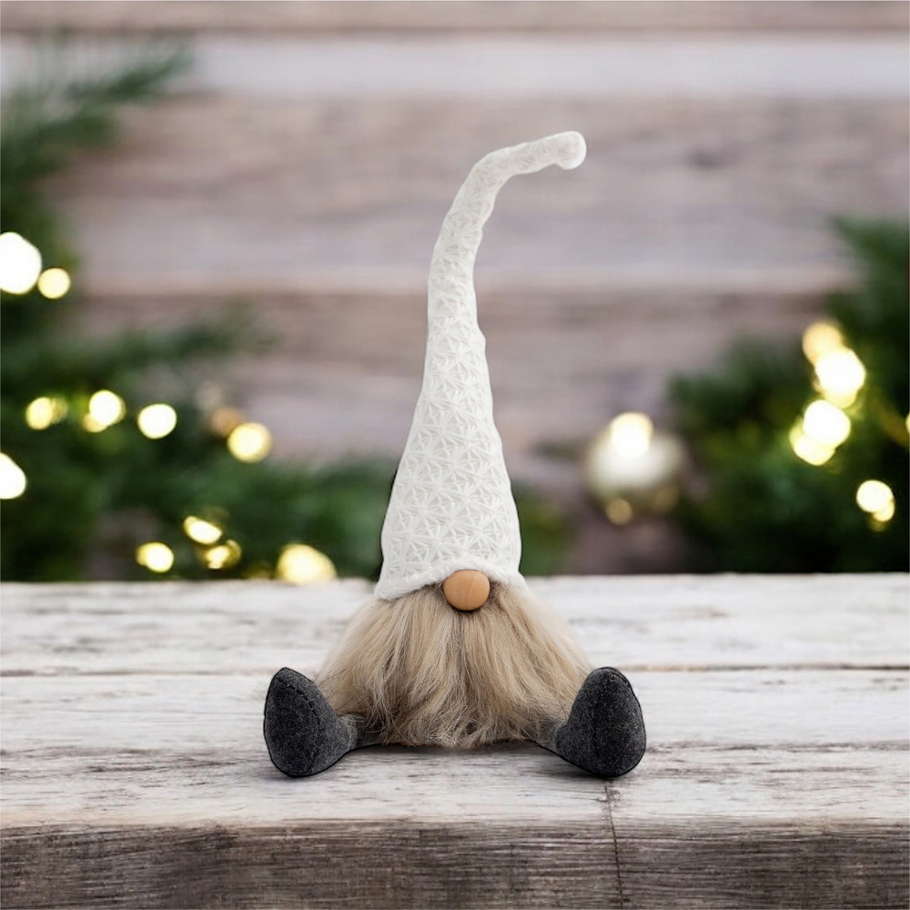 St Helens White Hat Fabric Santa Gonk Christmas Decoration Image 2