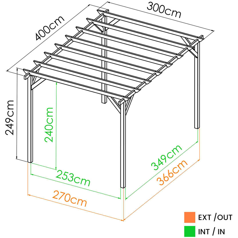 Cerland Magdalie 4 x 3m Brown Wooden Pergola Image 3