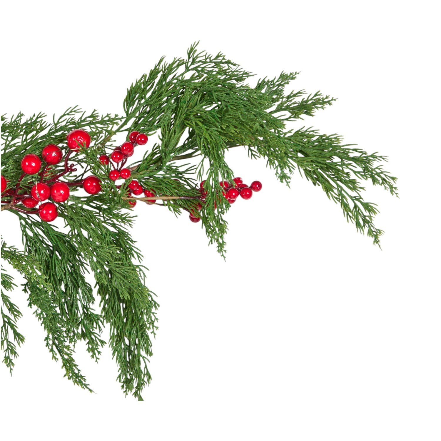 Pinecone and Red Berry Garland - Green and Red Image 3