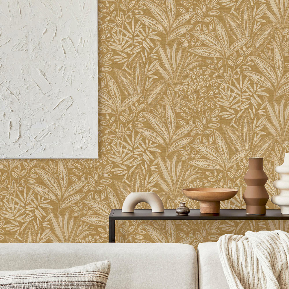Crown Sahara Leaf Ochre Wallpaper Image 4