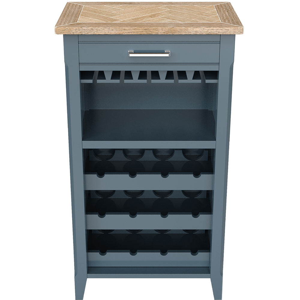 Baumhaus Signature Single Drawer 3 Shelf Blue Wine Rack Image 3