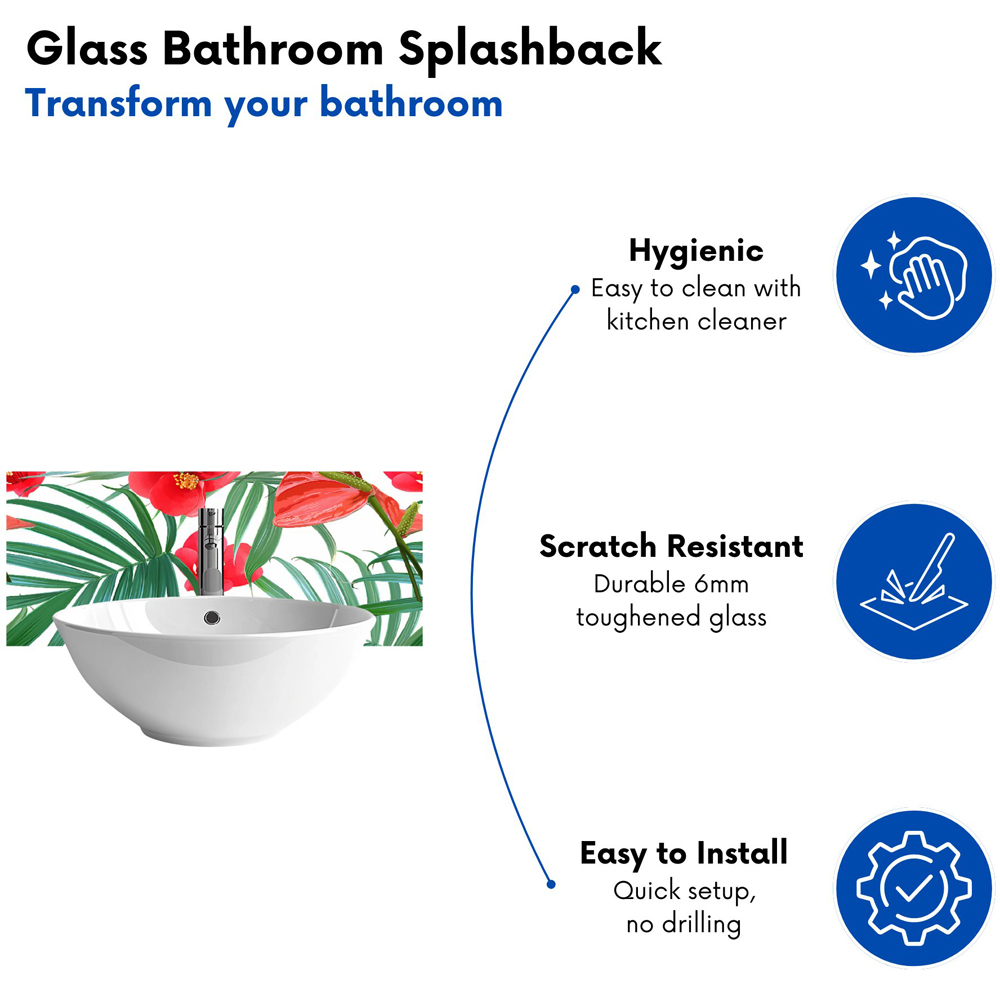 Warren Reed Designer Hawaiian Tropical Flowers Glass Bathroom Splashback 25 x 60cm Image 4