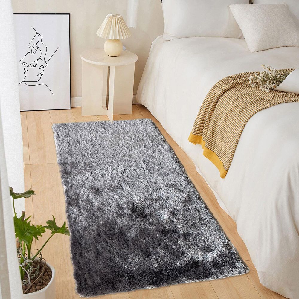 Silver Silky Shaggy Rug 150 x 80cm Image 2