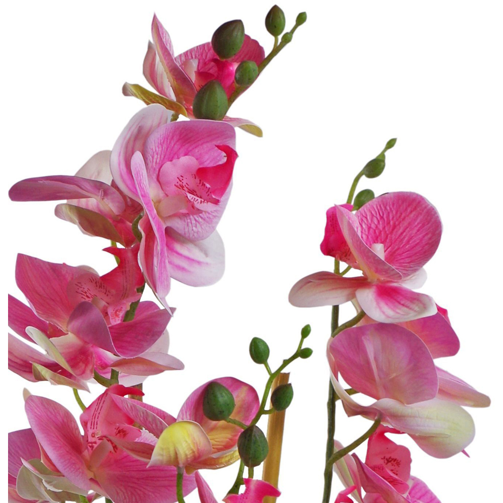Leaf Light Pink Artificial Orchid in Black Ceramic Planter 2.2ft Image 3