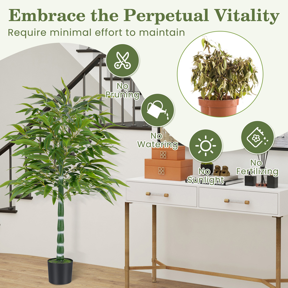 Costway Artificial Bamboo Tree in Plastic Nursery Pot 125cm 2 Pack Image 5