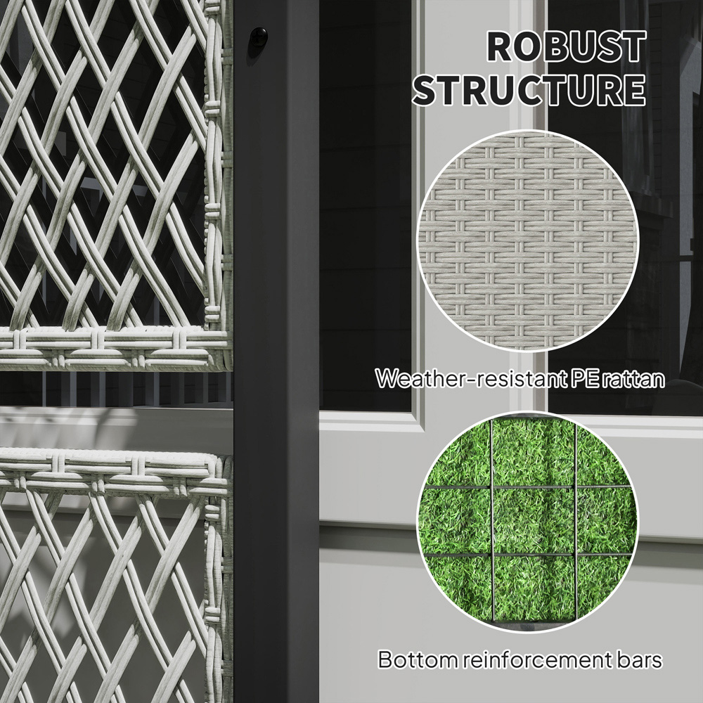 Outsunny Mixed Grey Rattan Raised Garden Planter with Trellis Image 8