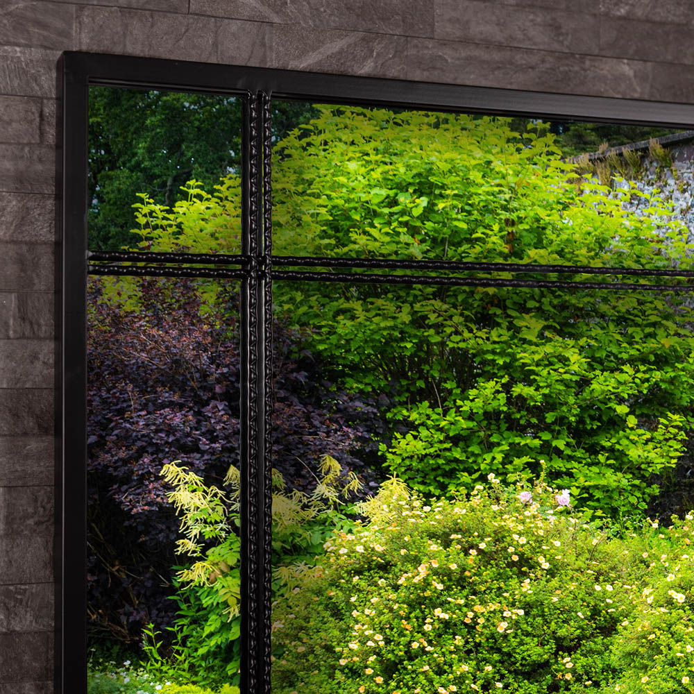 Charles Bentley Helsinki Black Rectangular Outdoor Wall Mirror 120 x 80cm Image 4