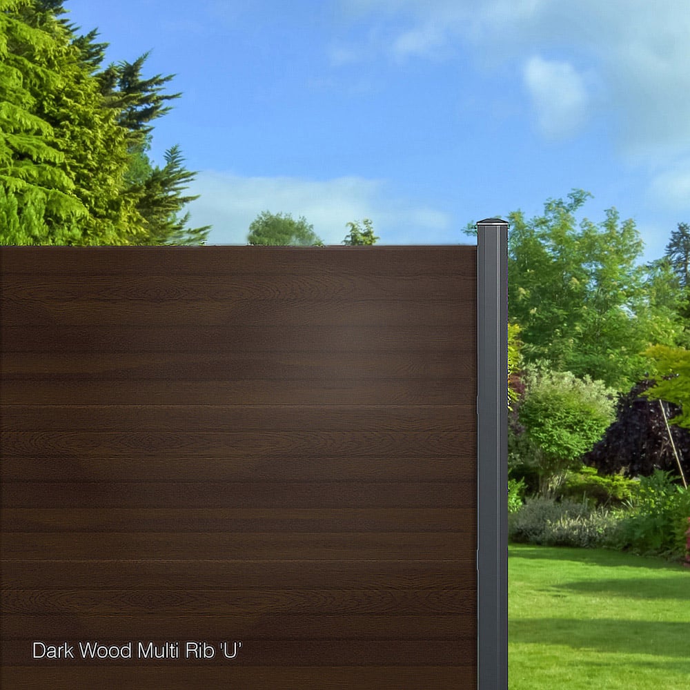 Endurofence Dark Oak 1830 x 1220mm Multi Rib Maintenance Free Fence Panel Image 3