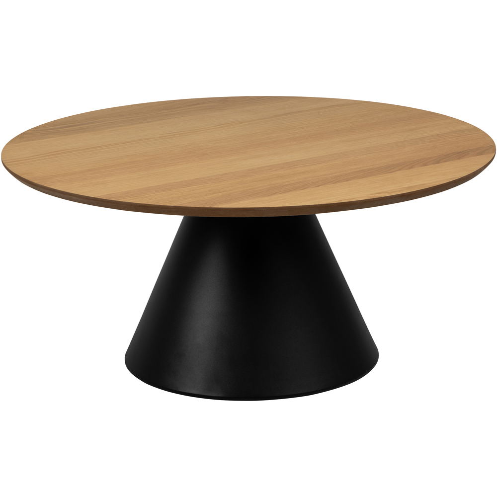 Florence Soli Round Black and Oak Coffee Table Image 2