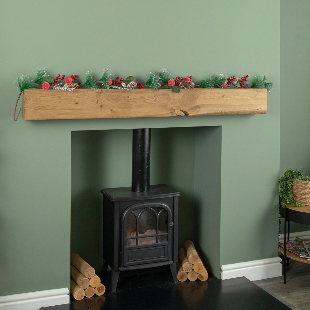 Samuel Alexander Garland with Red Berries Frosted Apples and Pinecones 150cm Image 2