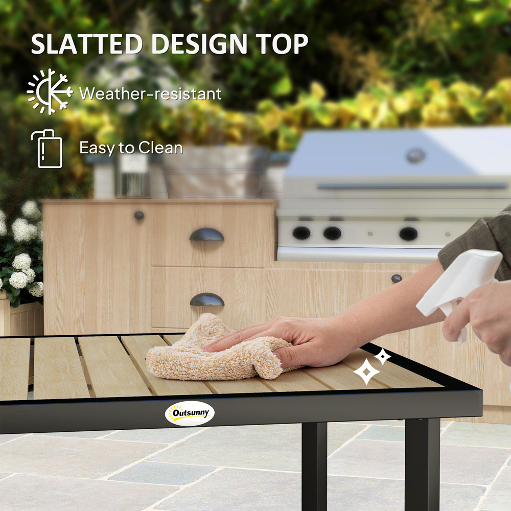 Outsunny 4 Seater Garden Table with Parasol Hole Brown Image 6