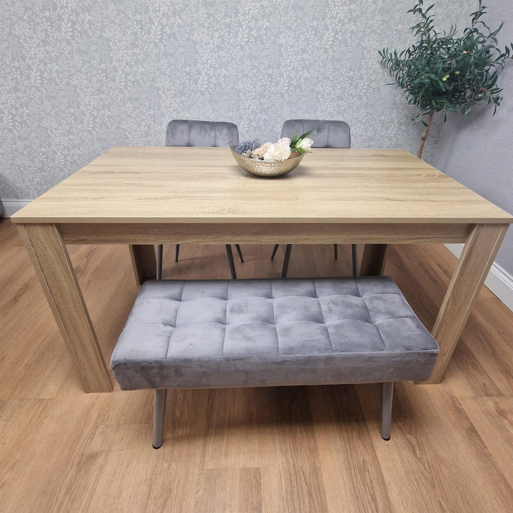 Kosy Koala 4 Seater Dining Set with Bench Oak Effect and Grey Velvet Image 2