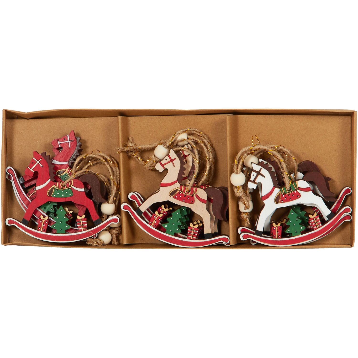 Set of 9 Hanging Rocking Horse Decorations Image 2