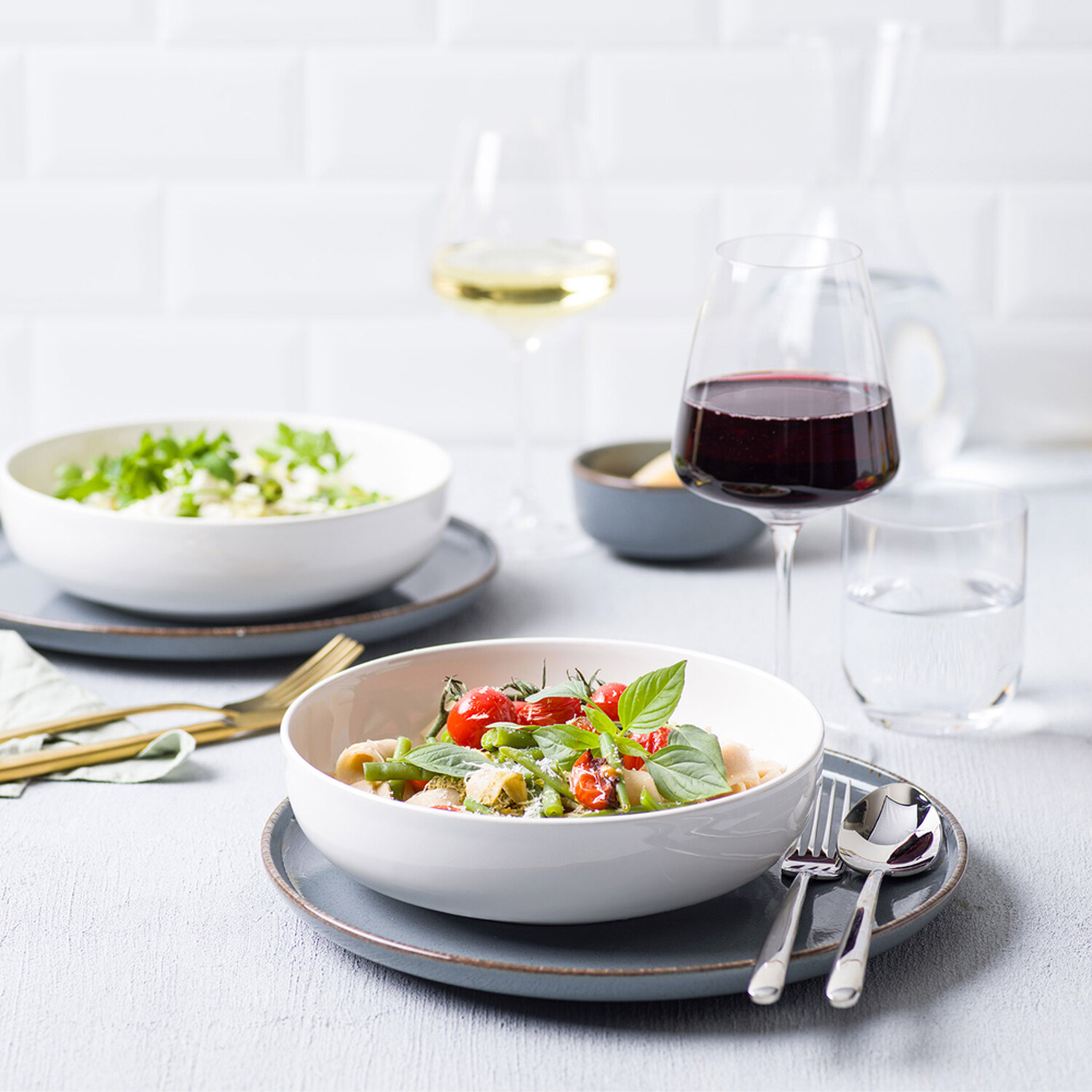 Set of 2 Moods Pasta Bowls - White Image 2