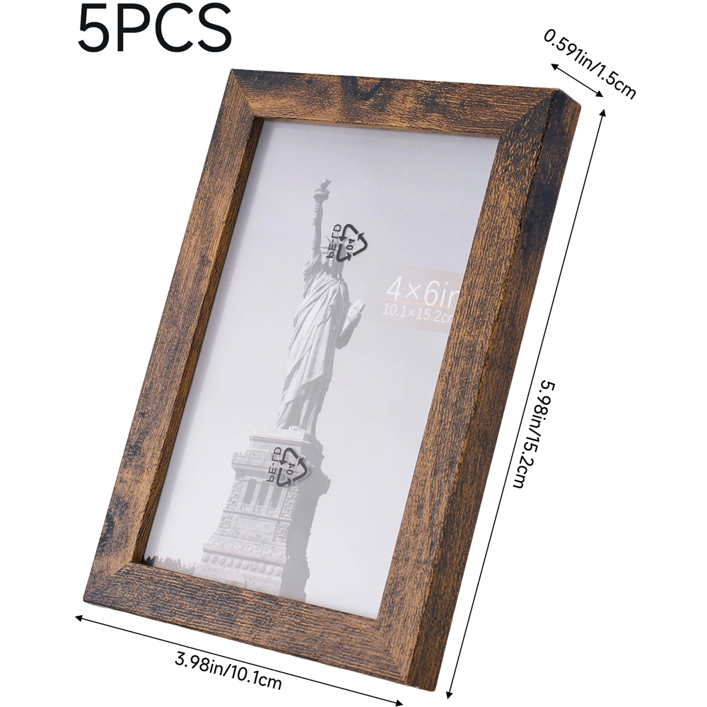 Living and Home Dark Walnut Wood Grain Photo Frame 4 x 6 inch 5 Pack Image 8