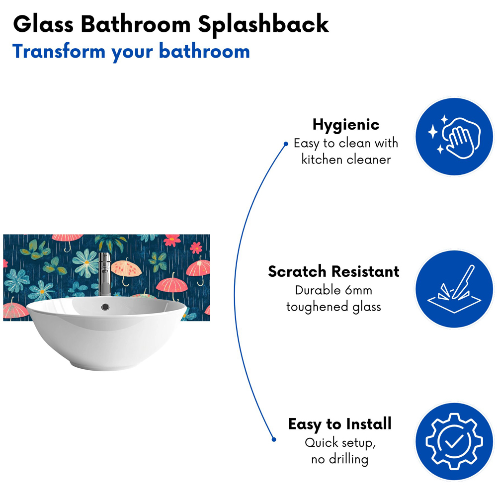 Warren Reed Designer Umbrellas in Spring Glass Bathroom Splashback 25 x 60cm Image 4