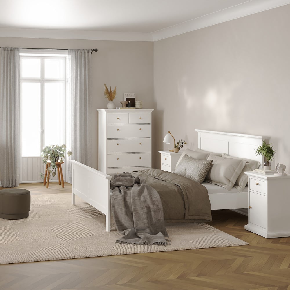 Florence Paris Double White Wooden Bed Image 6