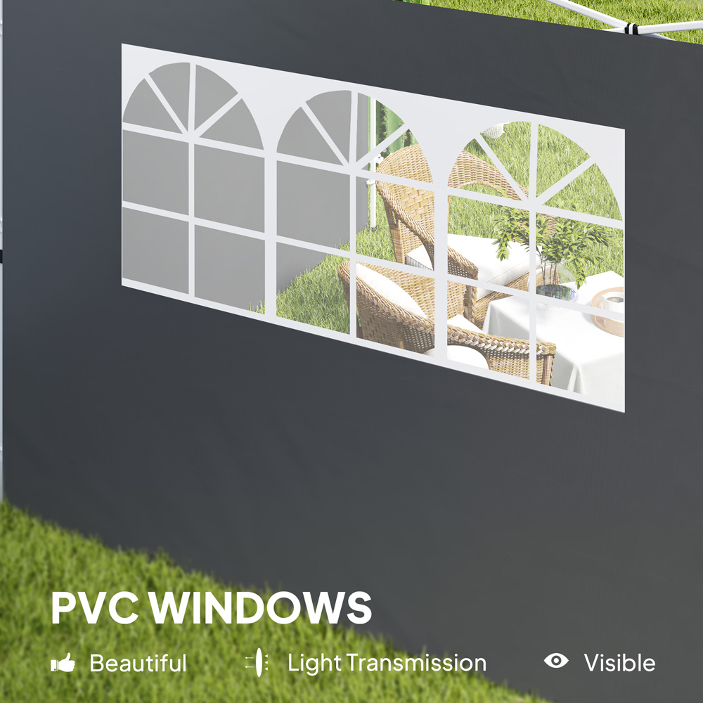 Outsunny Dark Grey Gazebo Wall Panel Replacement with Window Image 7