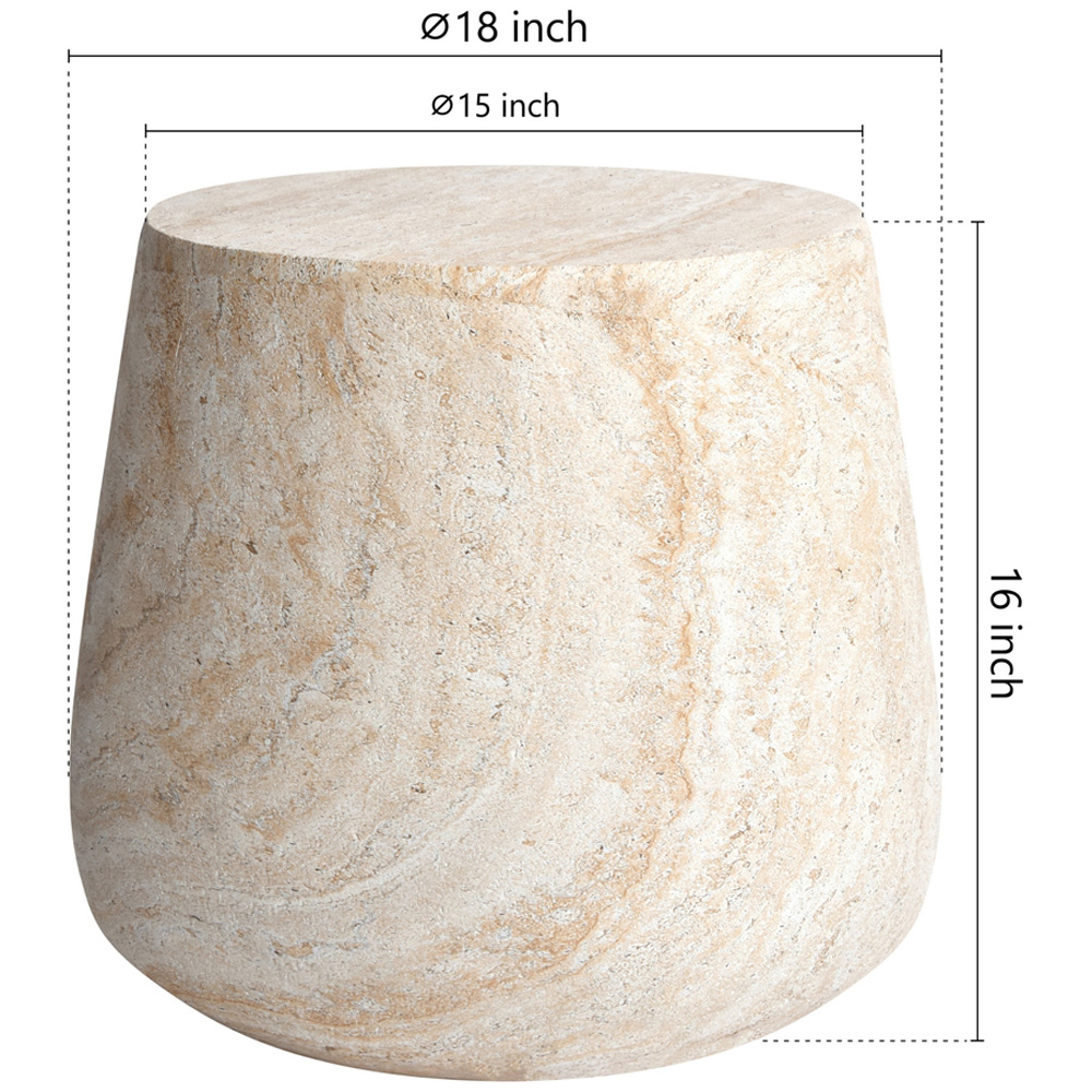 Desser Pisa Travertine Effect Tapered Round Side Table Image 7