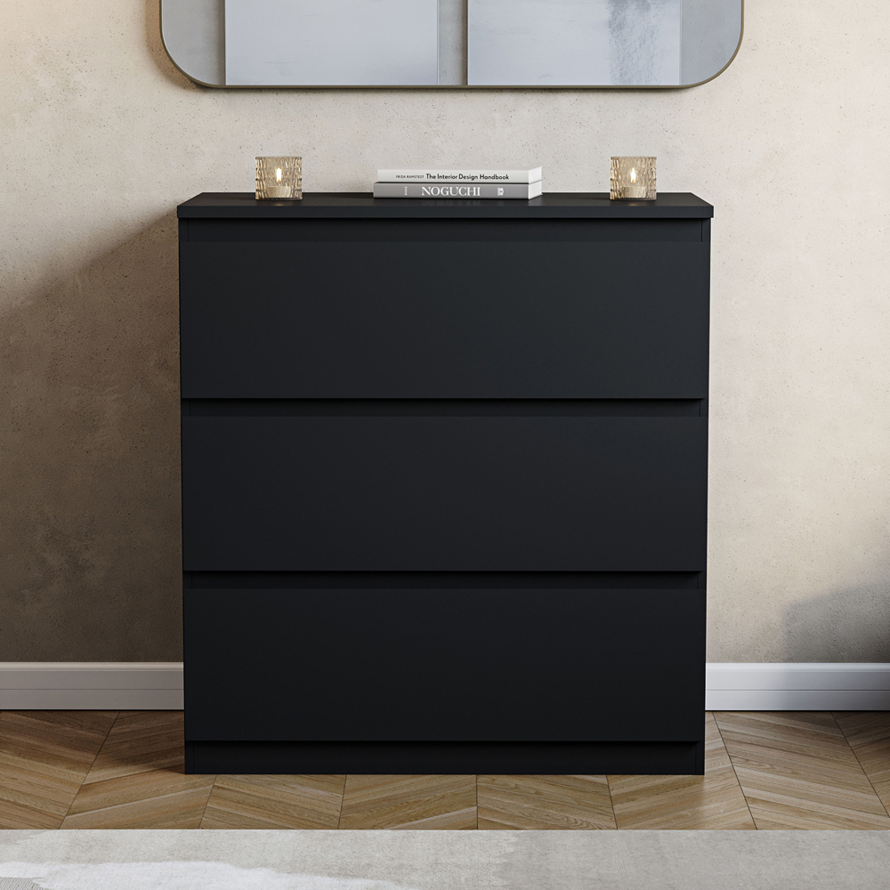 VIDA DESIGNS Denver 3 Drawer Black Chest of Drawers Image 4