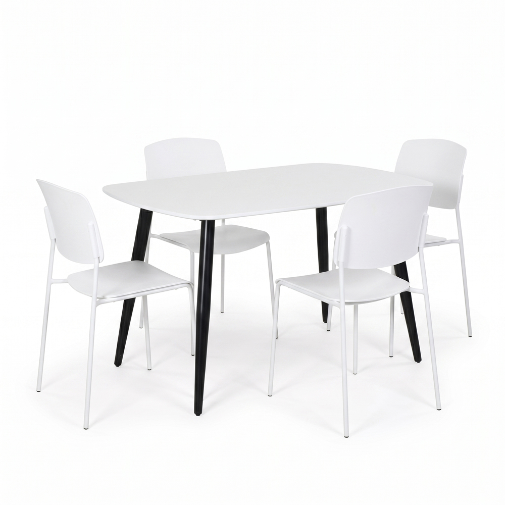 Core Products Aspen Academy 4 Seater Plastic Rectangular Dining Set White Image 2